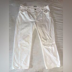 Abercrombie & Fitch Curve Love Ankle Straight Ultra High Rise White Jeans 18s